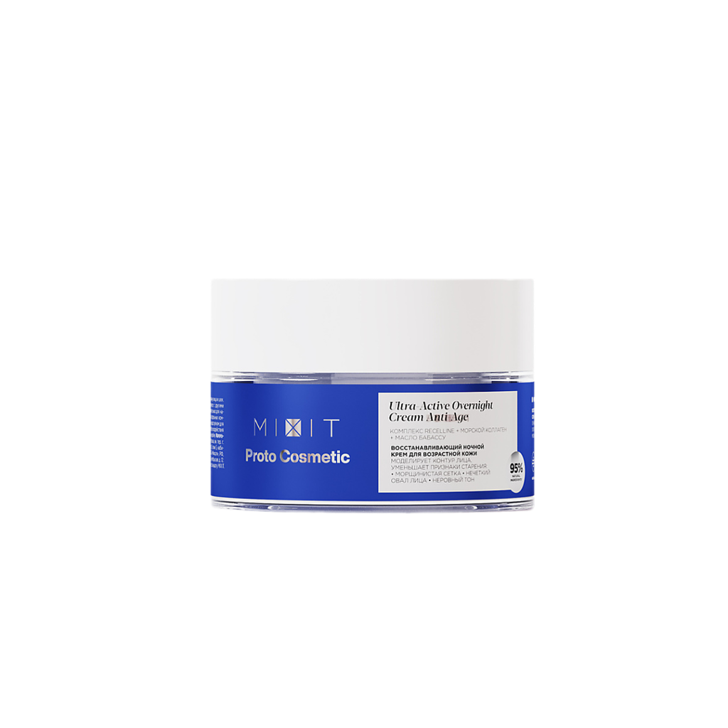 Mixit Proto Cosmetic Восстанавливающий ночной крем для возрастной кожи лица с керамидным комплексом, биомиметическим пептидом и олигопептидным комплексом Recelline 55+ 50 мл 1 шт
