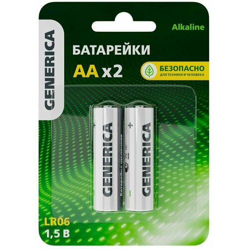 Элемент питания алкалиновый AALR6 Alkaline блист2шт GENERICA ABT-LR06-ST-L02-G 67₽