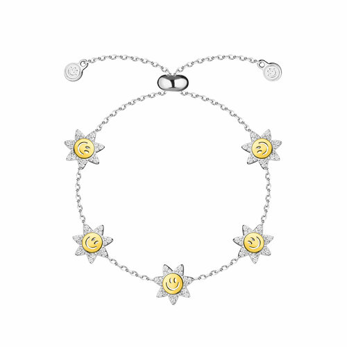 Браслет WANNA?BE!, фианит, золотистый, серебристый