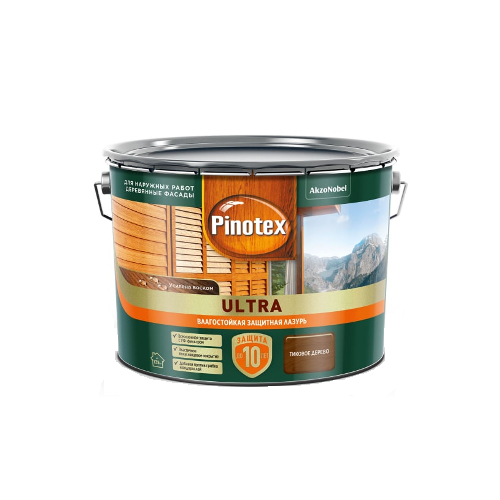 грунт для защиты древесины pinotex base 10 л Влагостойкая лазурь Pinotex Ultra 9л тик