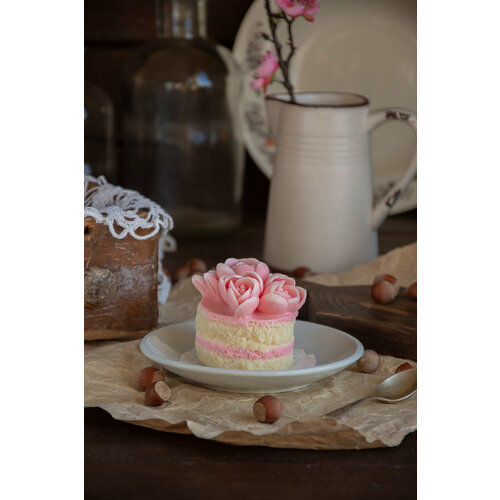 Мыло ручной работы Пирожное с цветами мыло пирожное корзинка с ягодами ручной работы в подарок