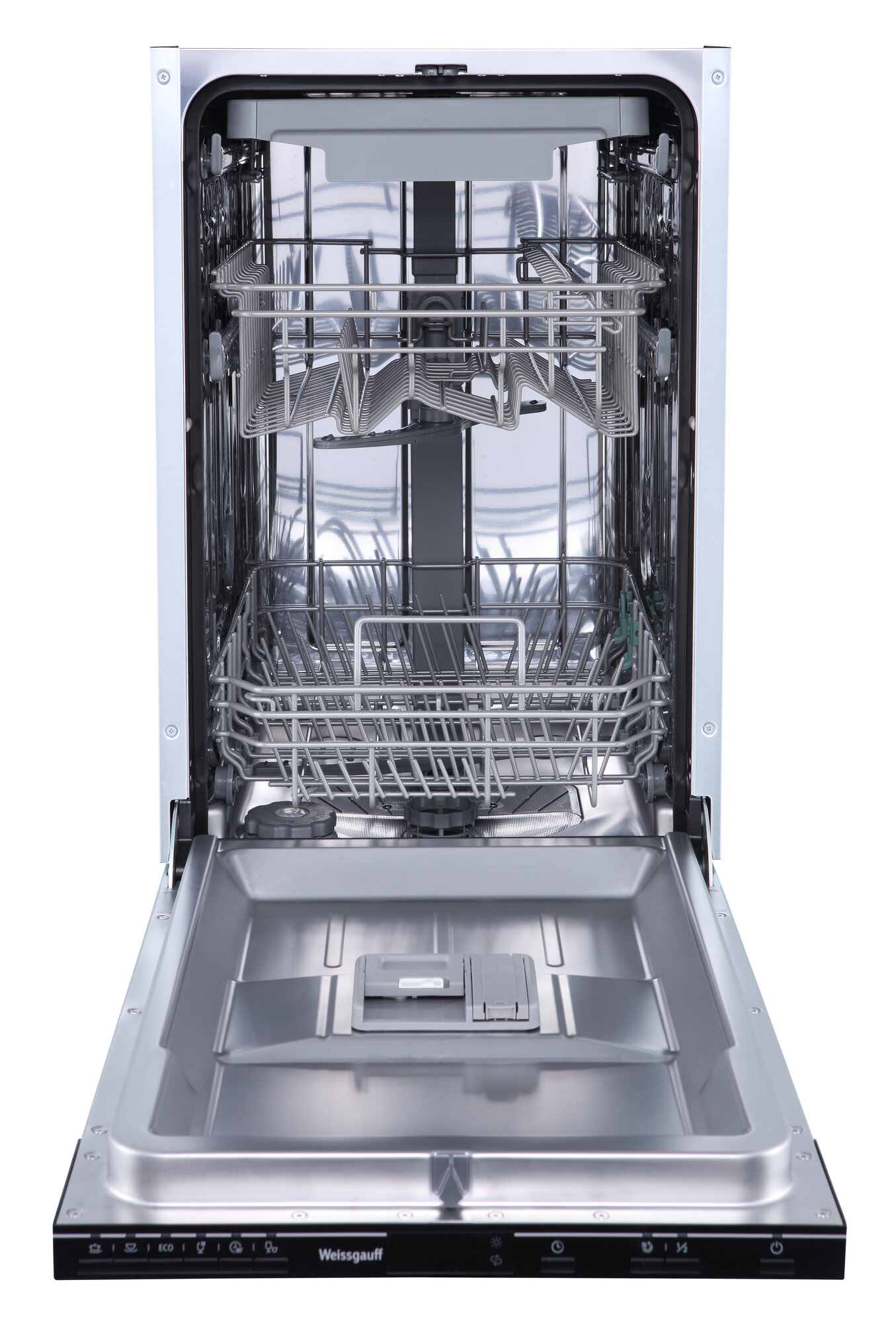 Встраиваемая посудомоечная машина Weissgauff BDW 4536 D,3 года гарантии, З корзины, Дисплей, Электронное управление, 10 комплектов, 6 программ, Быстрая мойка, Половинная загрузка, Тихий режим работы