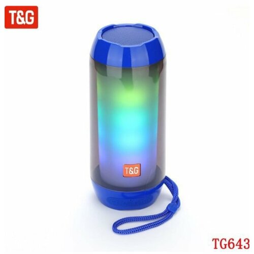 Колонка портативная музыкальная bluetooth беспроводная с блютуз TG643 Blue20Вт с подсветкой BT FM USB MicroSD TF AUX Soft Touch 99900₽