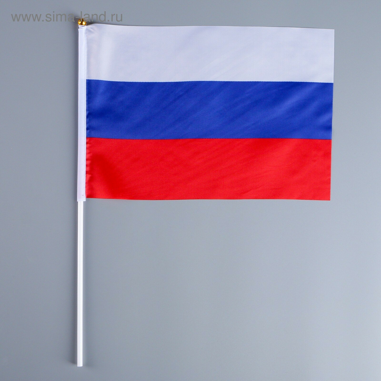 Флаг России, 20 х 30 см, шток 40 см, полиэфирный шёлк (12шт.)
