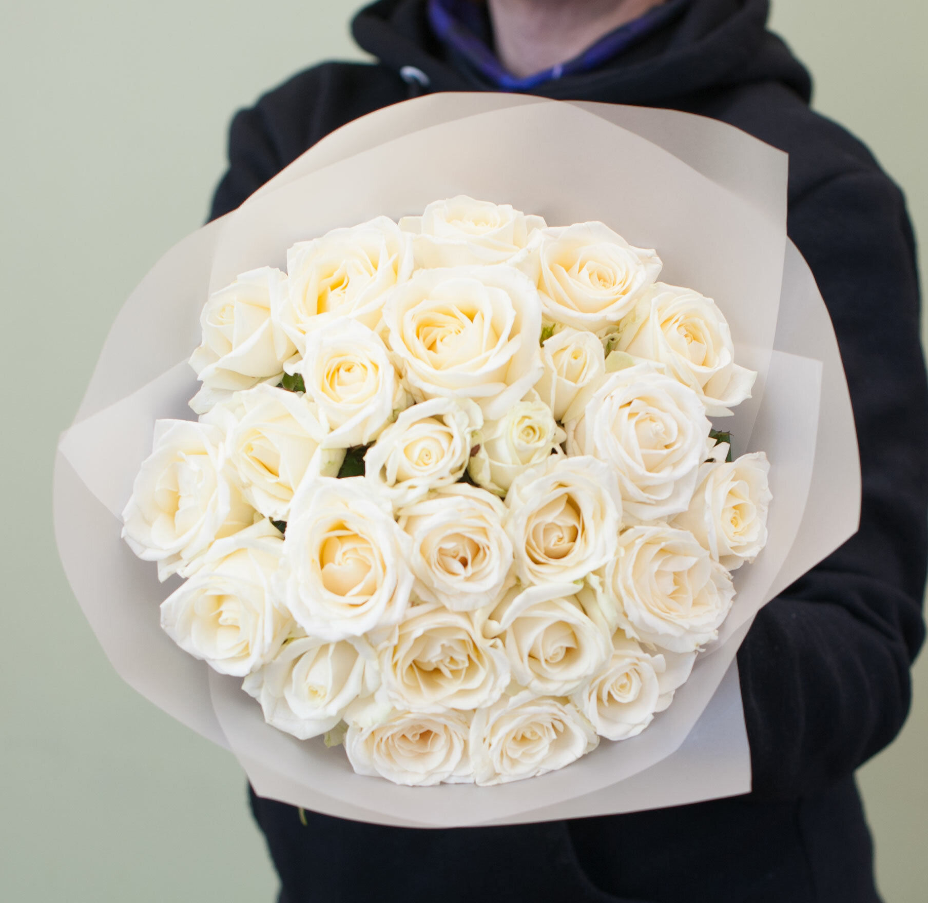 Букет Charlotte, монобукет, роза, 25 штук, высота 40см, белый — фото 1