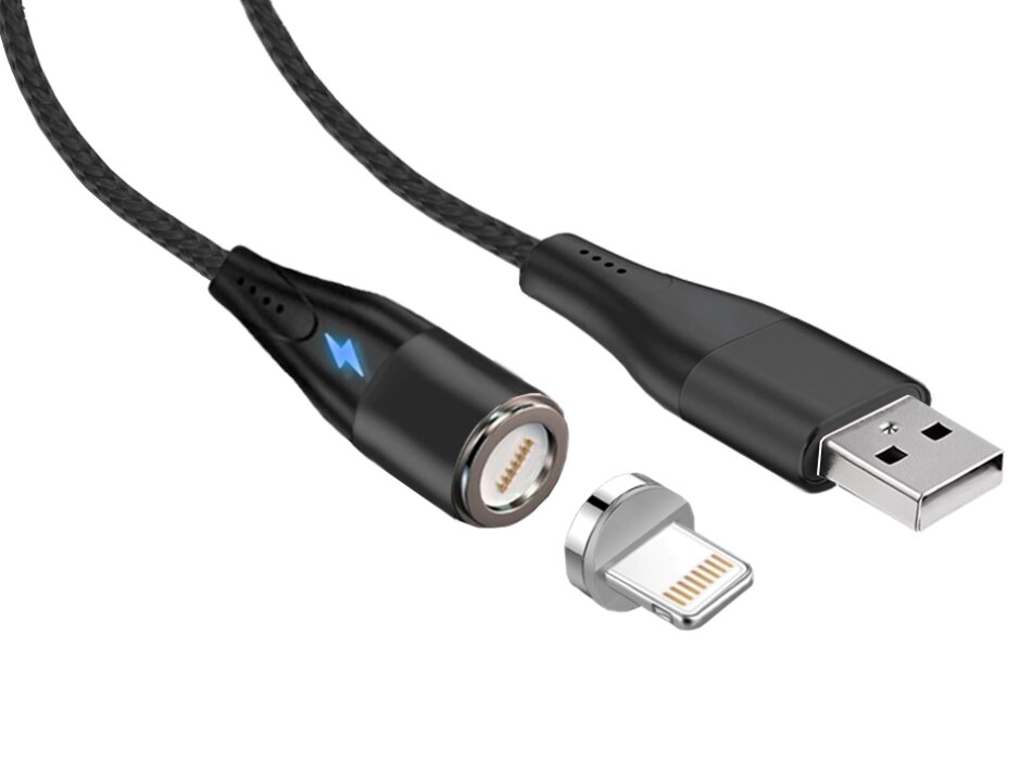 Дата-кабель USB с разъемом 8-pin для Apple 1м, Jet.A JA-DC48 1м черный(опл, USB/lightning, Magnet, QC)