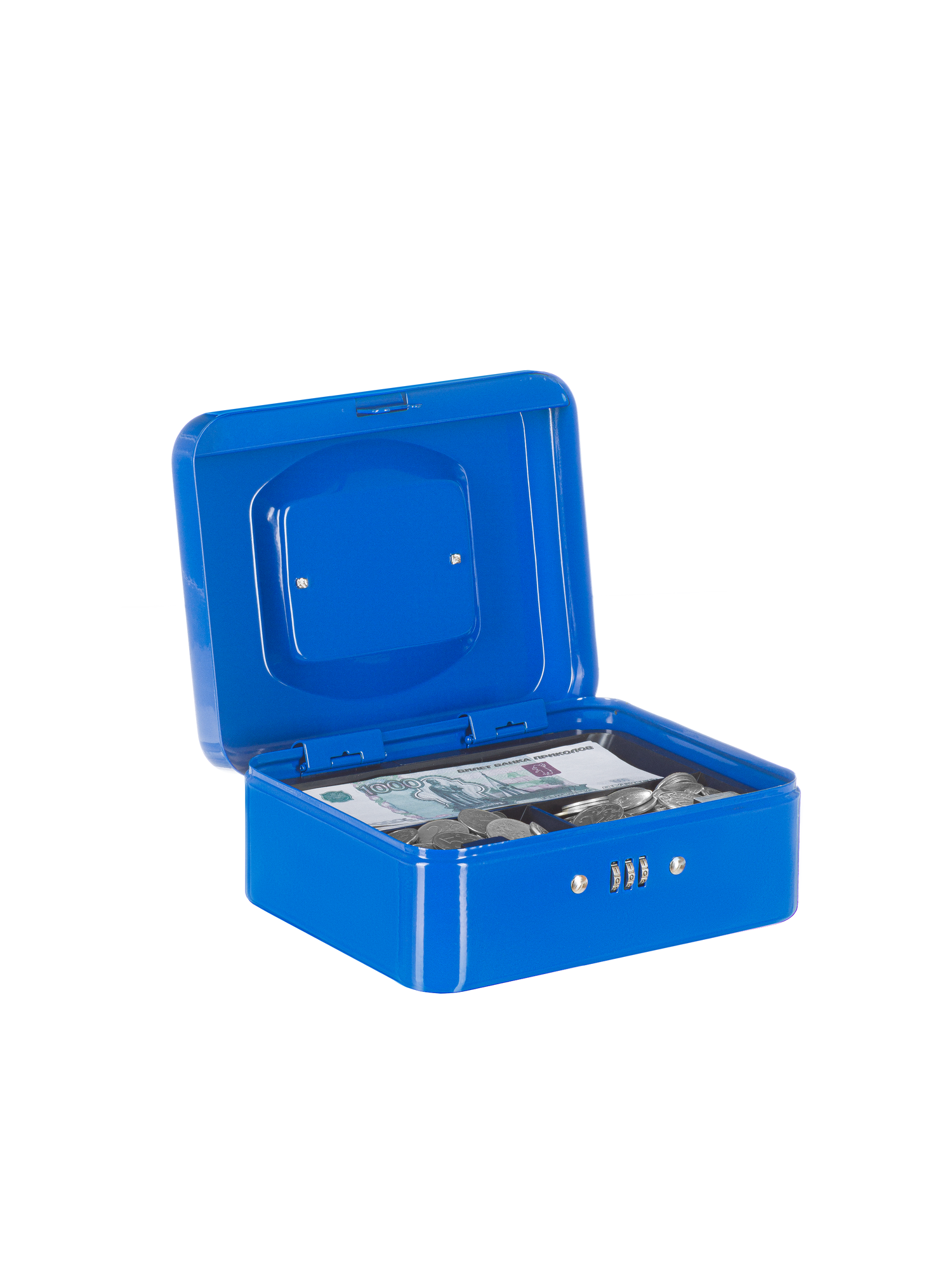 Ящик для денег SAFEBURG Keeper-20С Blue Gloss, переносной сейф/кэшбокс, лоток 3 отсека