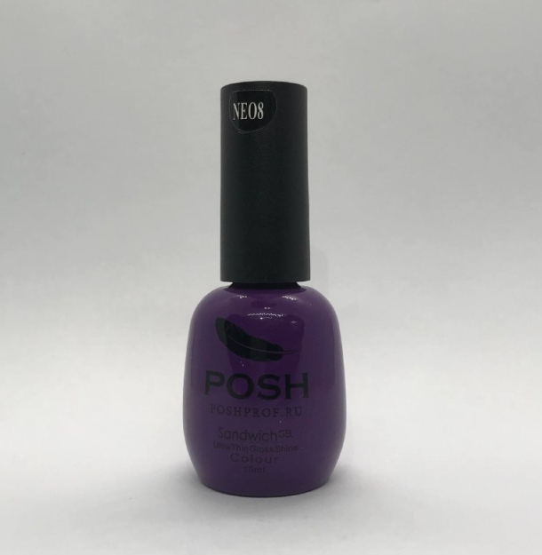 POSH Sandwich Gel Colour Neon Гель-лак для ногтей UV/LED на 25 дней 15 мл Неон Чернично-Фиолетовый тон NEO8 Фиолетовая фата