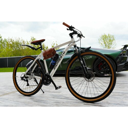 Велосипед 275 Richiesto алюминиевая рама 21 Горный ВзрослыйПодростковый белый с коричневым 2024 25900₽