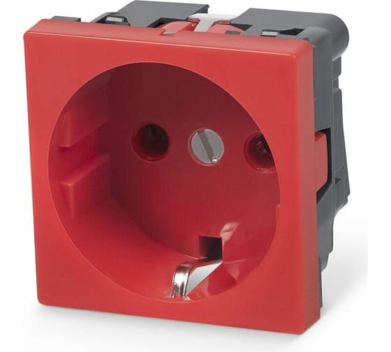 фото Электрическая розетка Cabeus Mosaic 45x45, нем. ст, 2K+3, 16A, красная (в сборе) ME45-RD