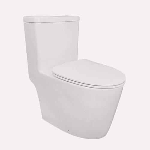 Изображение товара Унитаз-моноблок Creo Ceramique ONE 370х720х760 безободковый, в комплекте с быстросъемным сиденьем микролифт (ON0101)