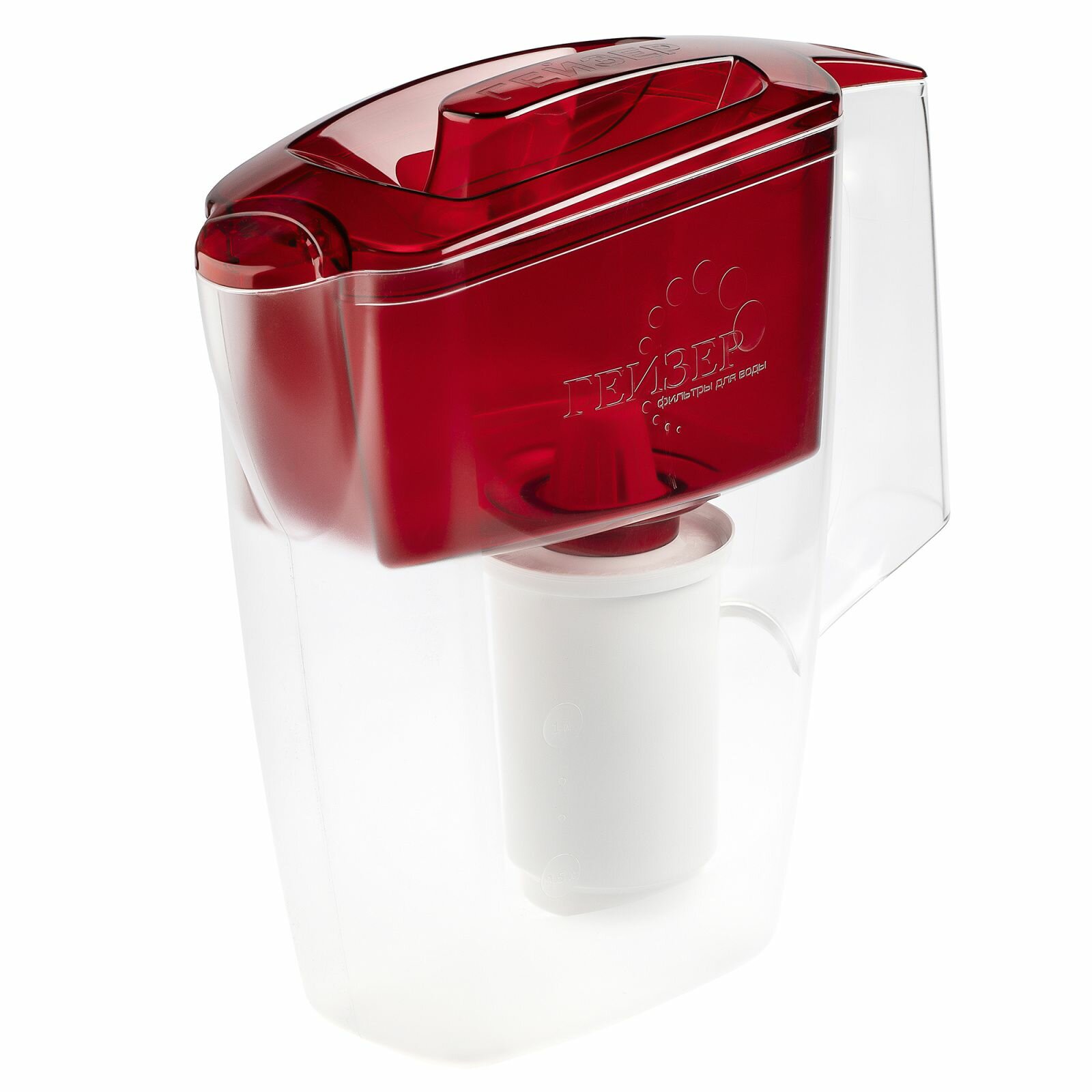 фото Фильтр-кувшин Гейзер Альфа красный прозрачный