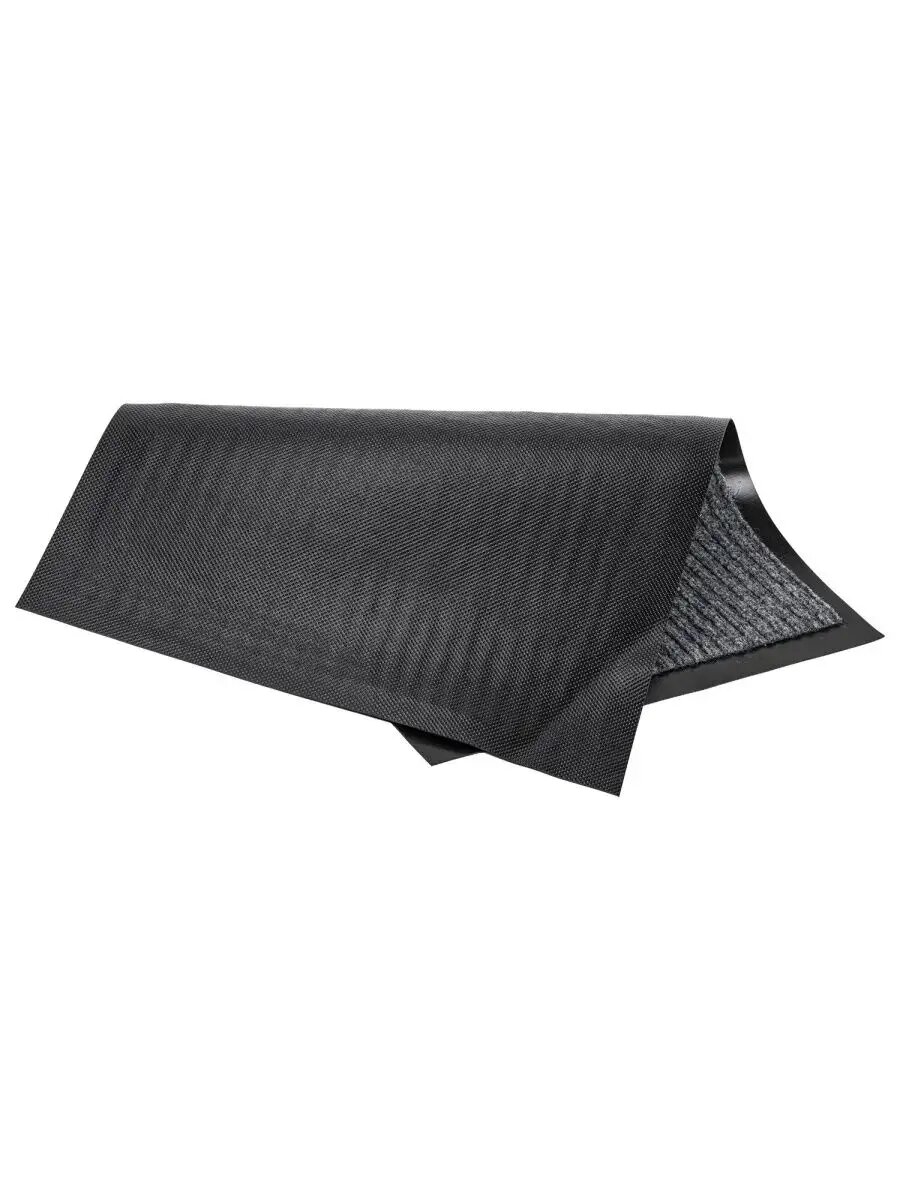 Коврик лайма, придверный, ребристый, антискользящий, 40x60 см, ворс 100% полиэстер, серый — фото 1