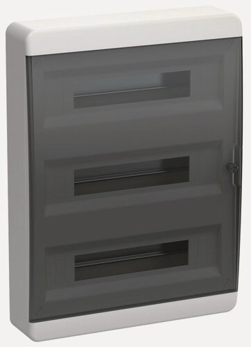 Изображение товара Корпус пластиковый IEK TEKFOR ЩРН-П-54 IP41 черная прозрачная дверь TF5-KP12-N-54-41-K01-K03 54 модуля