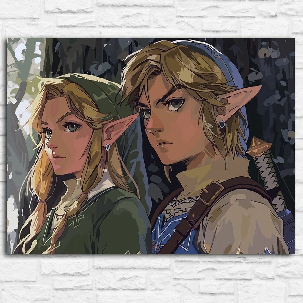 Картина по номерам на холсте игра Легенда Зельды (Линк, Legend of Zelda, Switch, PC, PS) - 15252 Г 30x40