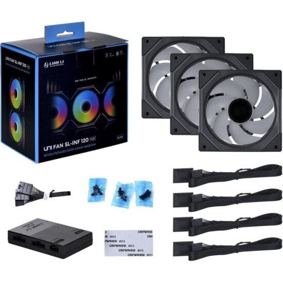 Вентиляторы для корпуса Lian LI UNI FAN SL-INF 120 Black 3pcs (G99.12SLIN3B. R0) — фото 1