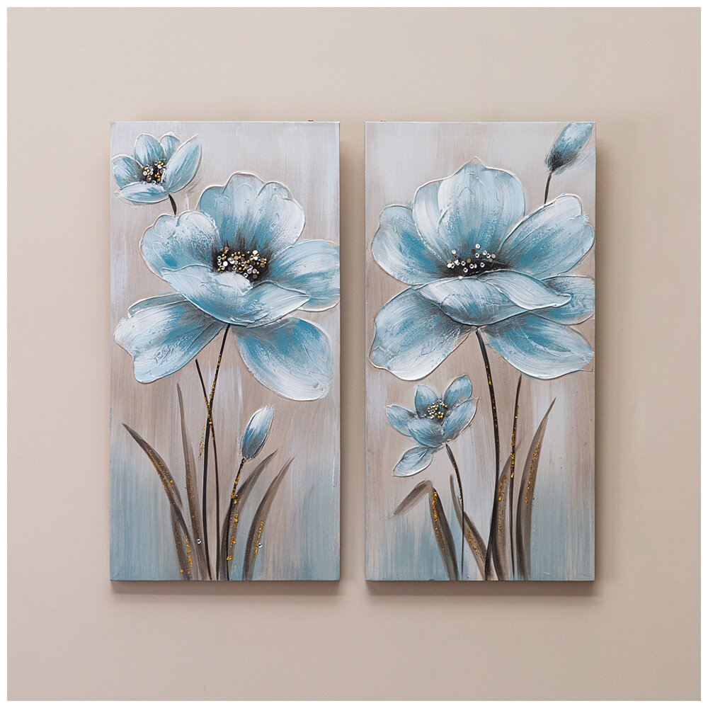Комплект из 2-х картин Bronco голубой цветок 30х60х25 см (каждая)