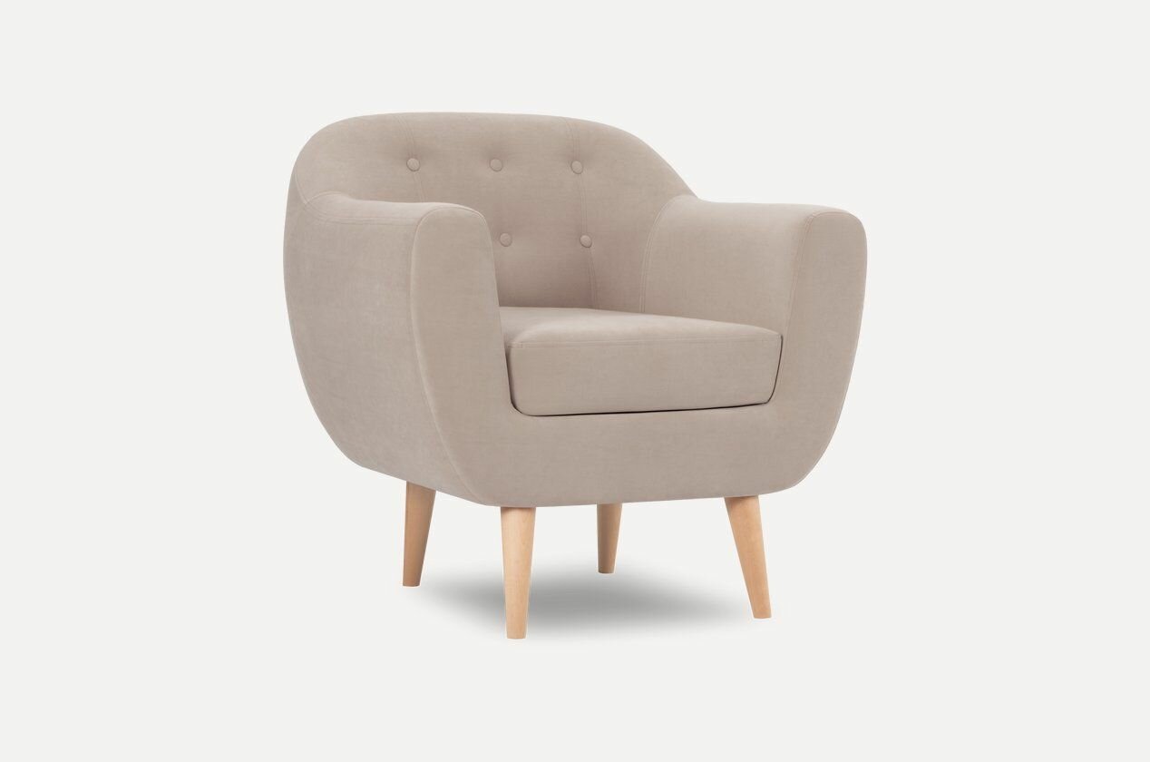 Кресло divan.ru Роттердам Velvet Beige, бежевое, велюр, с подлокотниками