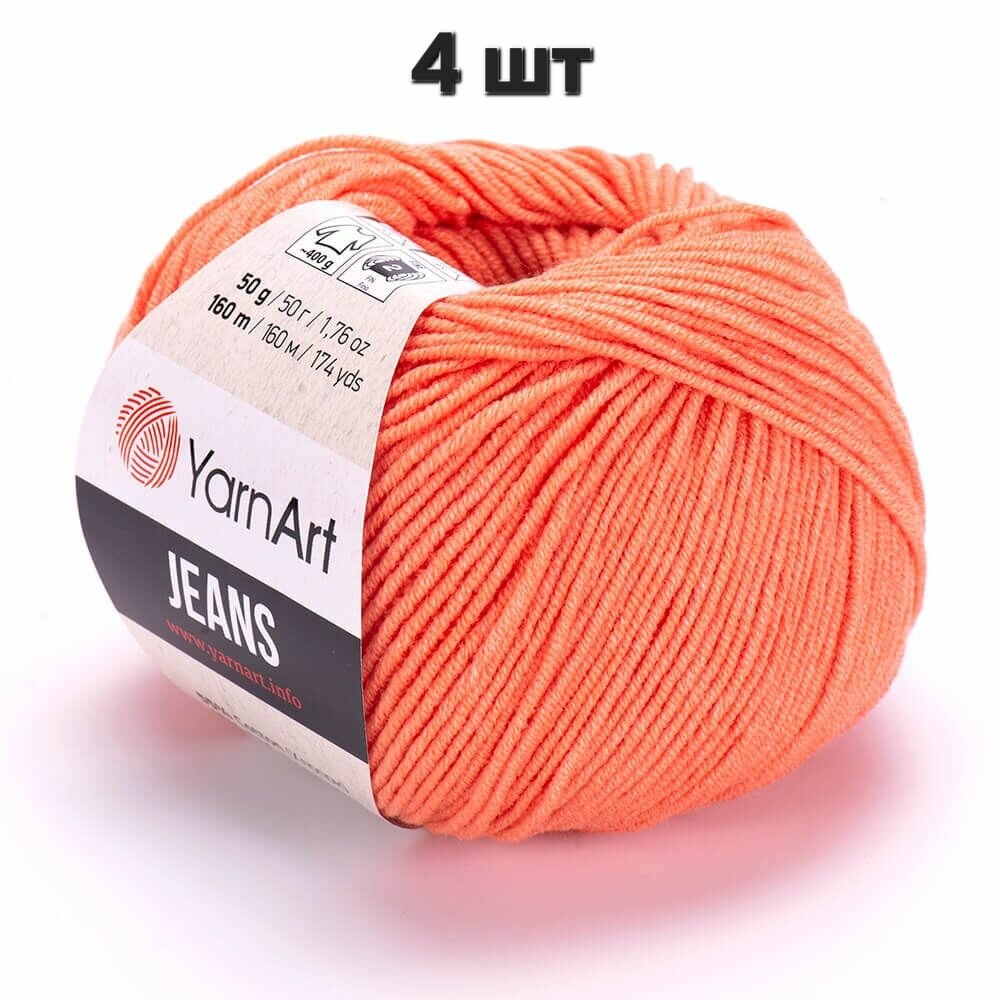 Пряжа YarnArt Jeans Ярнарт джинс Персиковый (23) 4 мотка 50 г/160 м (45% акрил 55 хлопок)
