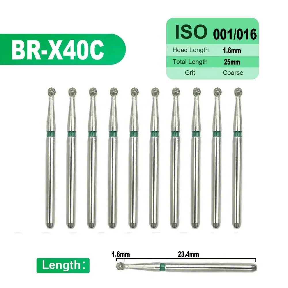 Стоматологические боры BR-X40C, ISO 001/016, 10 шт.