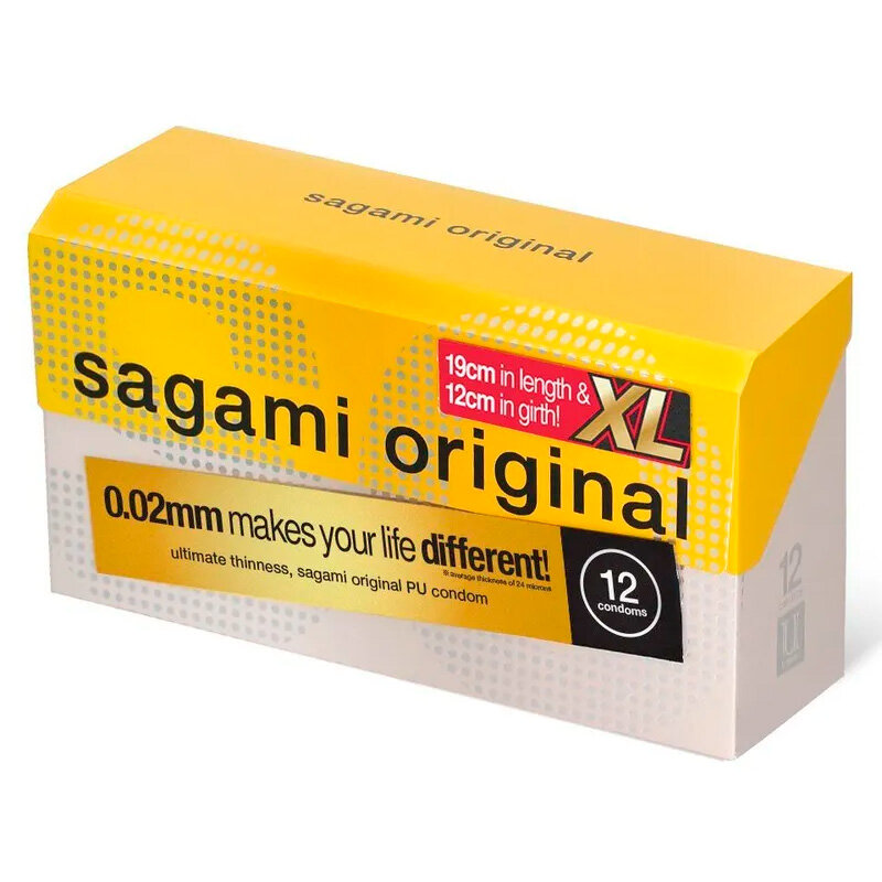 Полиуретановые ультратонкие презервативы увеличенного размера Sagami Original 0.02 XL-size 12 шт.