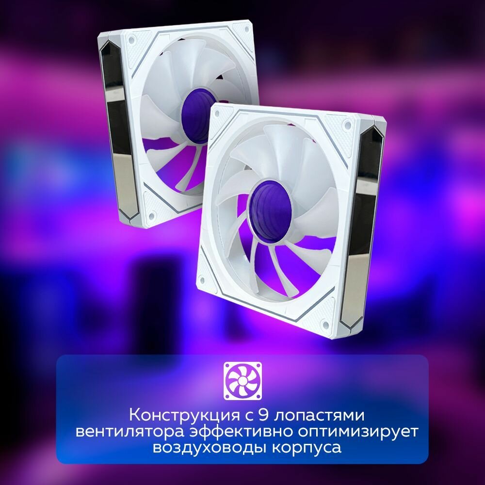 Белый Корпусный вентилятор для Компьютера Кулер Пк Prism 6 PRO — фото 1