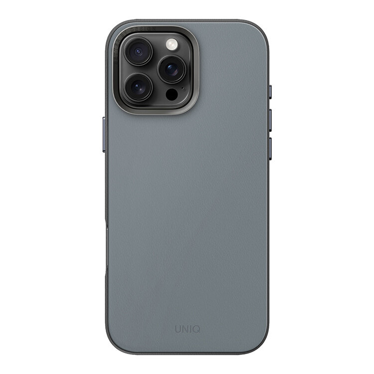 Uniq кожаный чехол MagSafe для iPhone 16 Pro, Lyden DS Washed Blue/Black