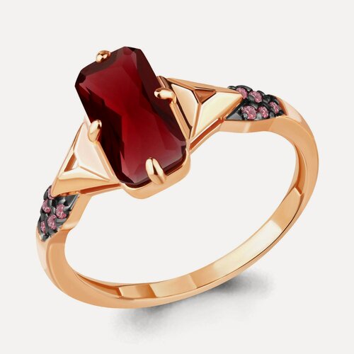 Изображение товара Кольцо, серебро, 925 проба, золочение, турмалин, гранат