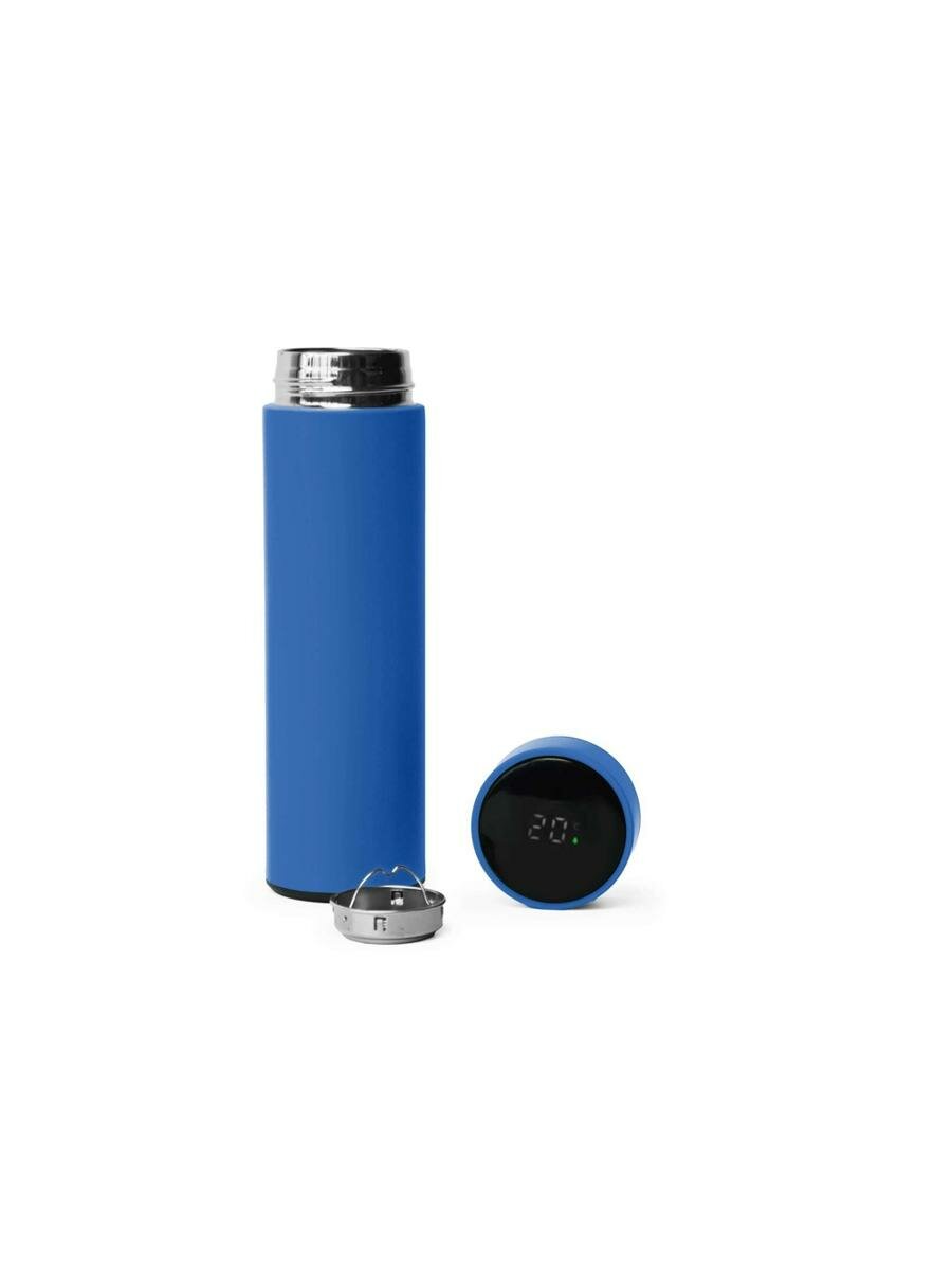 Термос FAMILY MARK LED, soft touch, 500 мл, цвет синий — фото 1