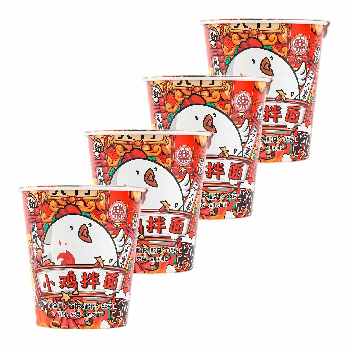 Лапша быстрого приготовления со вкусом острой курицы Le Ramen Meow, стакан 65 г х 4 шт