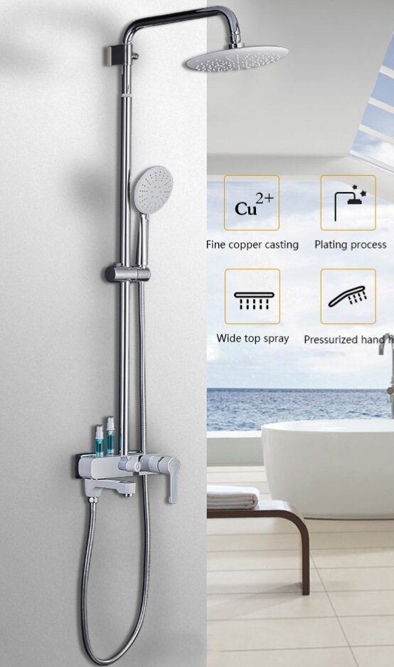 Душевая система со смесителем и тропический душем GAPPO TOMAHAWK G2402-8 белая с хромом