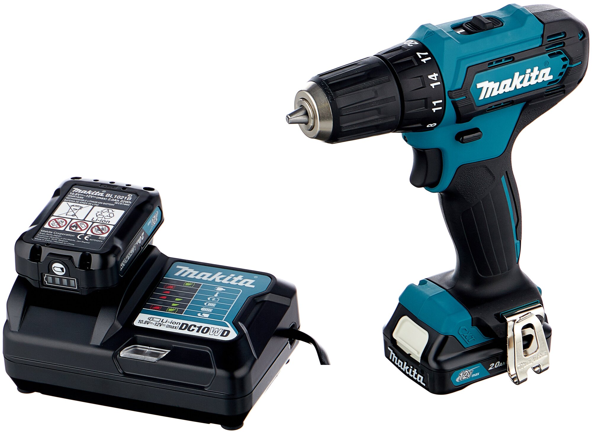 Дрель-шуруповерт аккумуляторная Makita DF333DWAE CXT 12В, 2х2Ач — фото 1