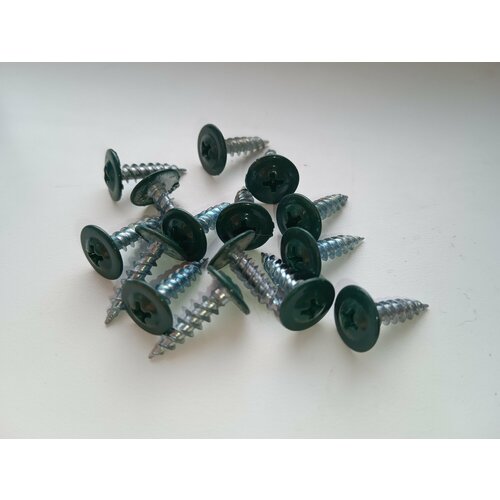 Саморезы с прессшайбой острый 4,2 х 19 RAL 6005 зеленый (100 штук)