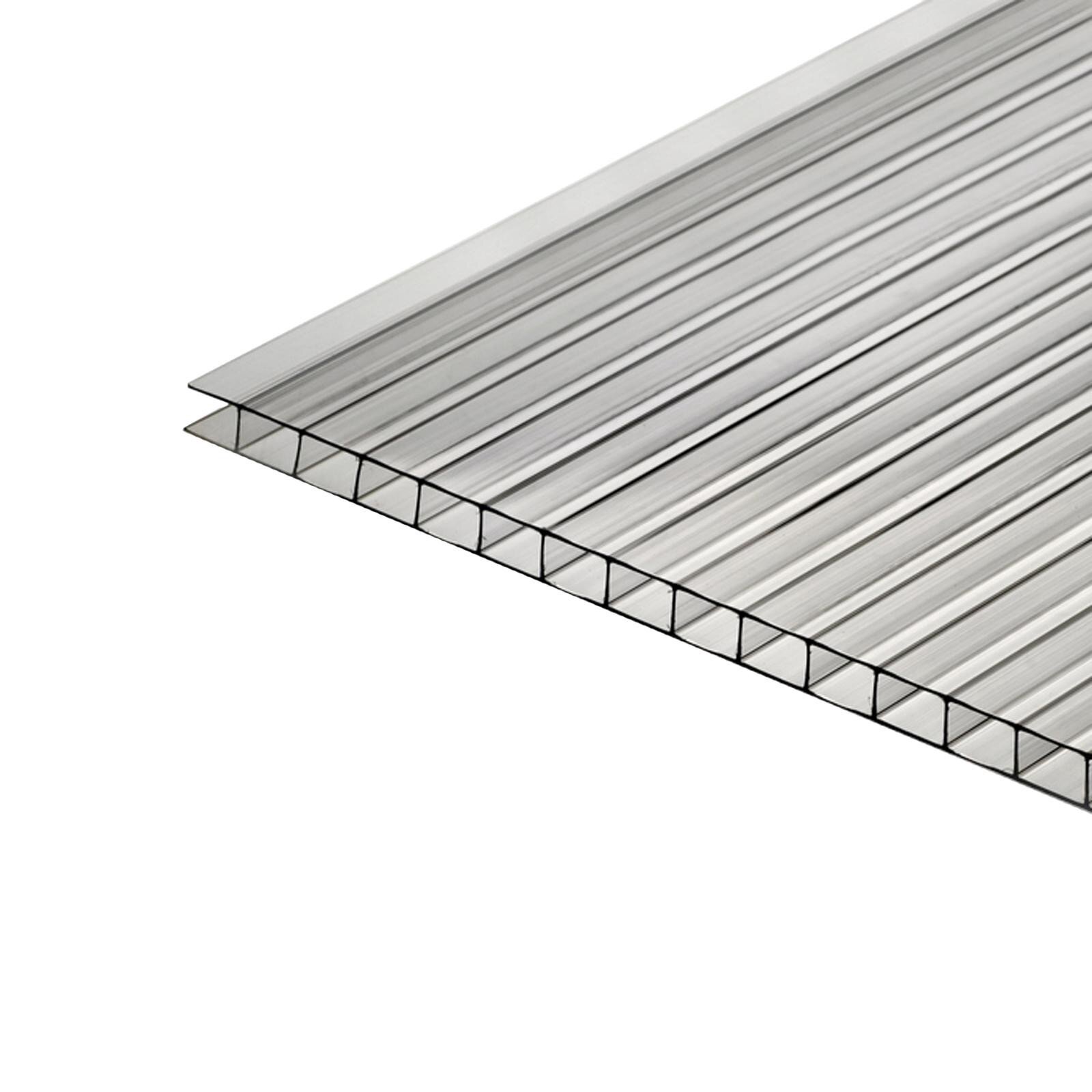 Поликарбонат сотовый 3.8 мм размер 2.1 × 6 м УФ защита прозрачный