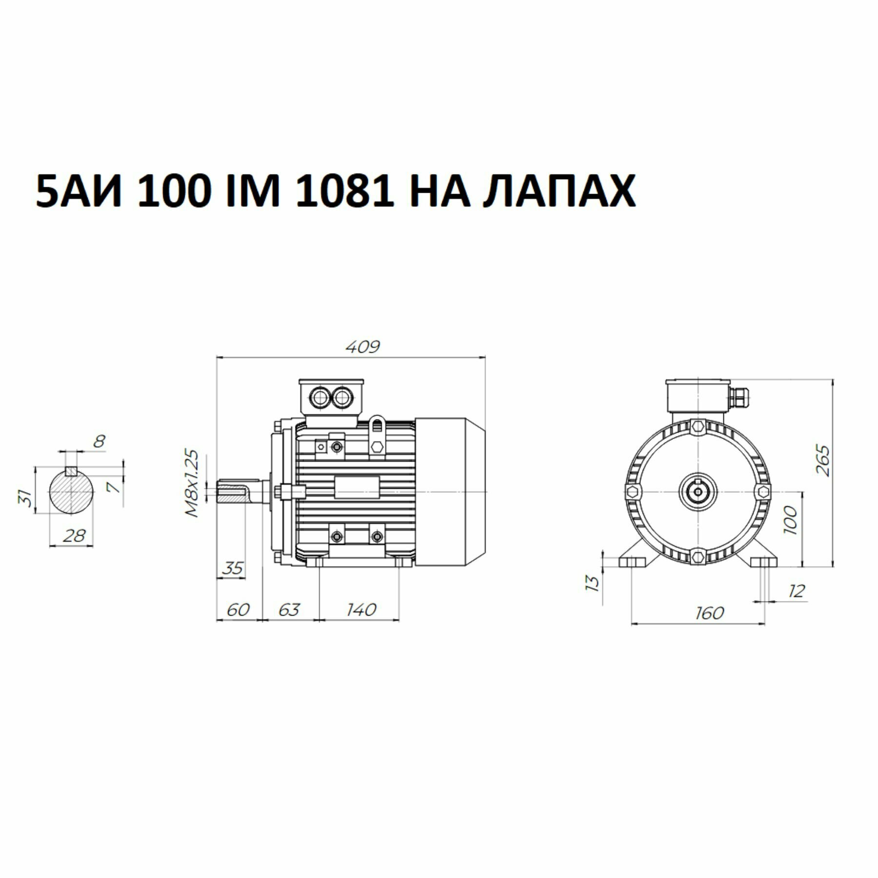 Электродвигатель трехфазный 5АИ 100 L6 IM 1081 2.2 кВт/1000 об. мин — фото 1