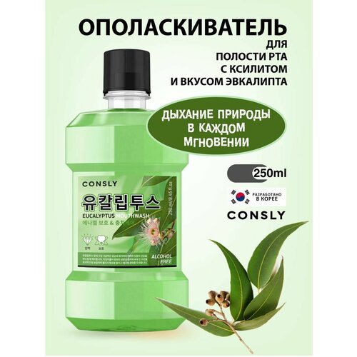 Consly Ополаскиватель для полости рта с ксилитом и вкусом эвкалипта 250мл 296₽