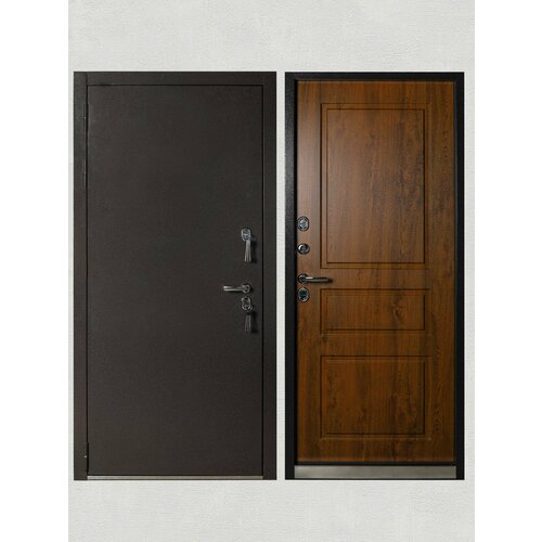 Дверь входная металлическая KVARTA TS с терморазрывом для дома дуб медовый нержавеющий порог 2050/880 левая