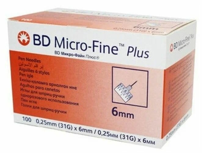 Картинки Игла BD Micro-Fine Plus, для шприц-ручек, 31G, 0,25х6 мм, 10 штук