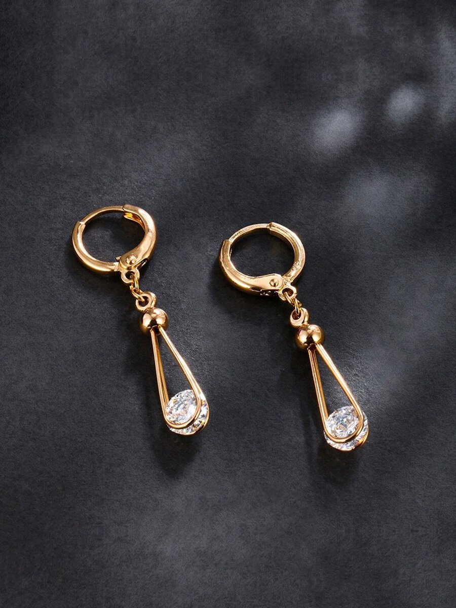 Серьги с подвесками XUPING JEWELRY, фианит, розовое золото