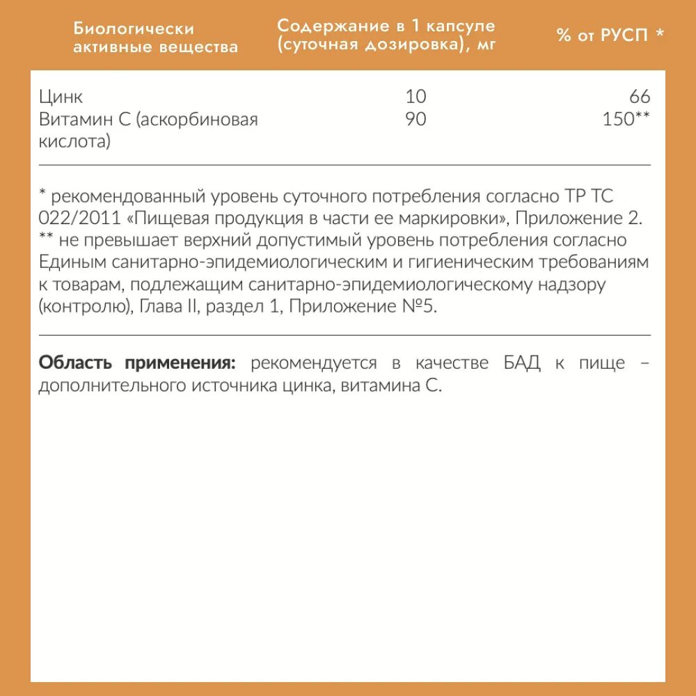 Изображение Цитрат цинка с витамином Ц CYBERMASS Zinc + Vit C, 60 капсул