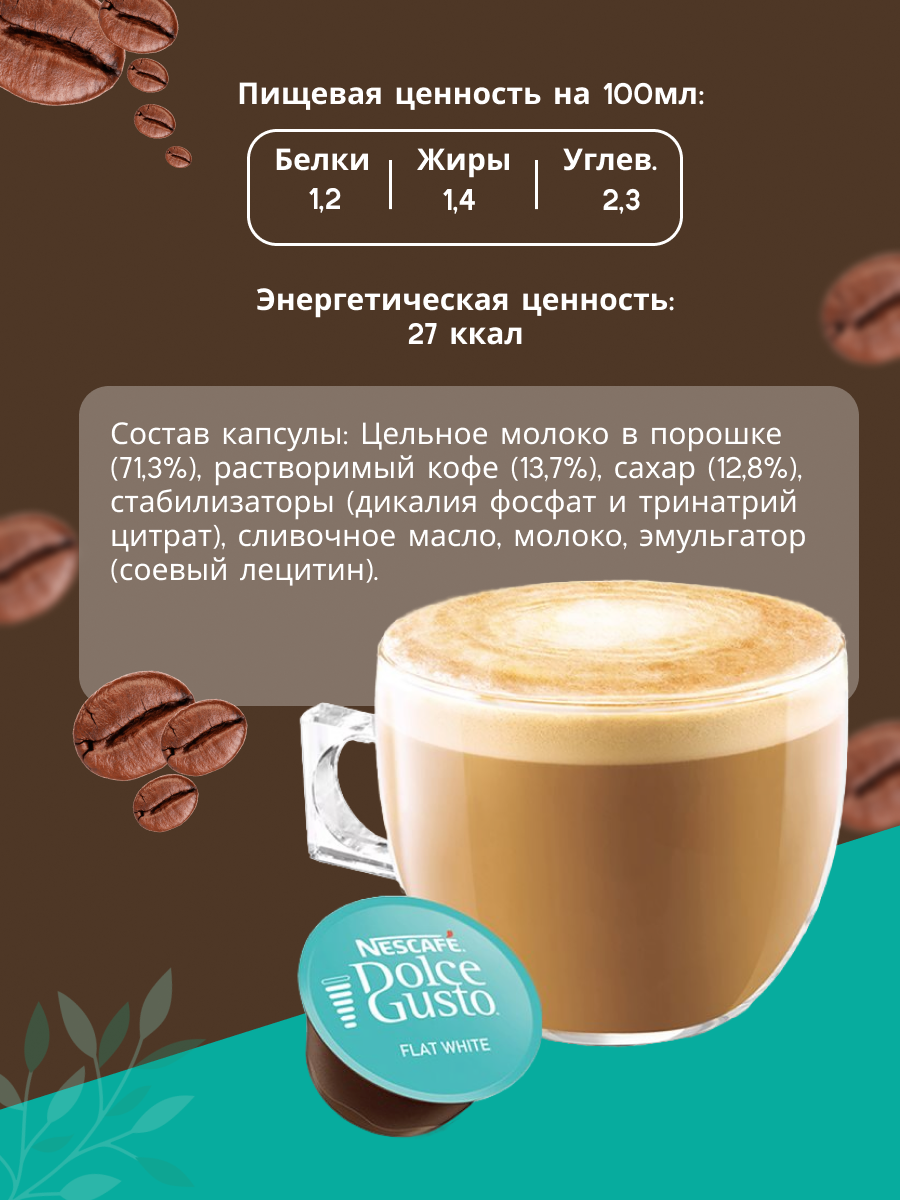 Кофе в капсулах NESCAFE FLAT WHITE Dolce Gusto, 48 капсул, 3 пачки — фото 1