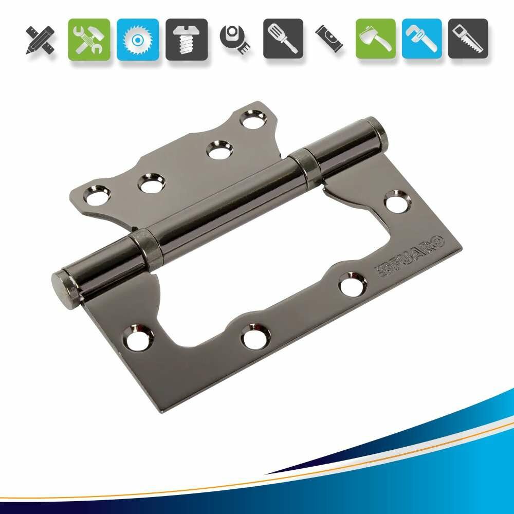 Петля без врезки N100500/2BB-BN/BL 100x75x2.5 мм сталь цвет глянцевый чёрный