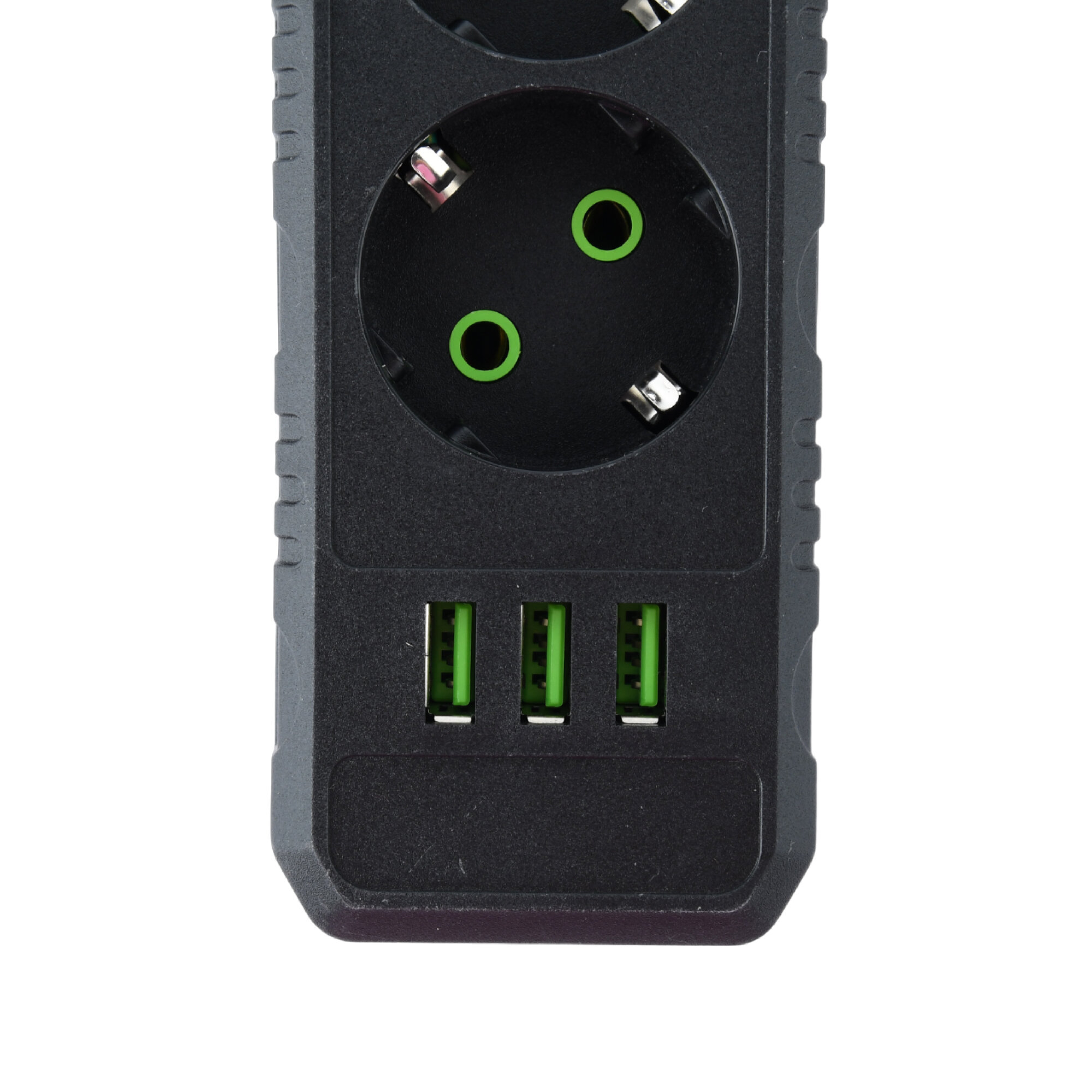 Сетевой удлинитель Amper, 2,0м, 3 розетки, 10А, 2500 Вт, 3usb, черный. — фото 1