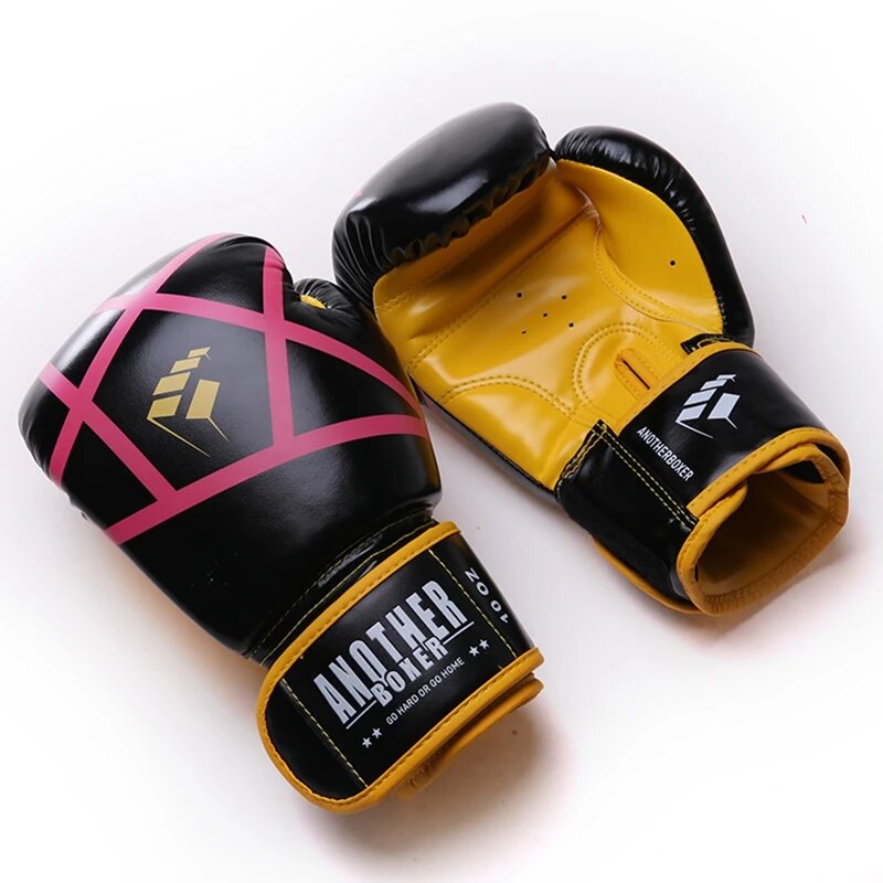 Боксерские перчатки Guantes De Boxeo 6 12 14 унций из искусственной кожи Yellow Geometry 12oz