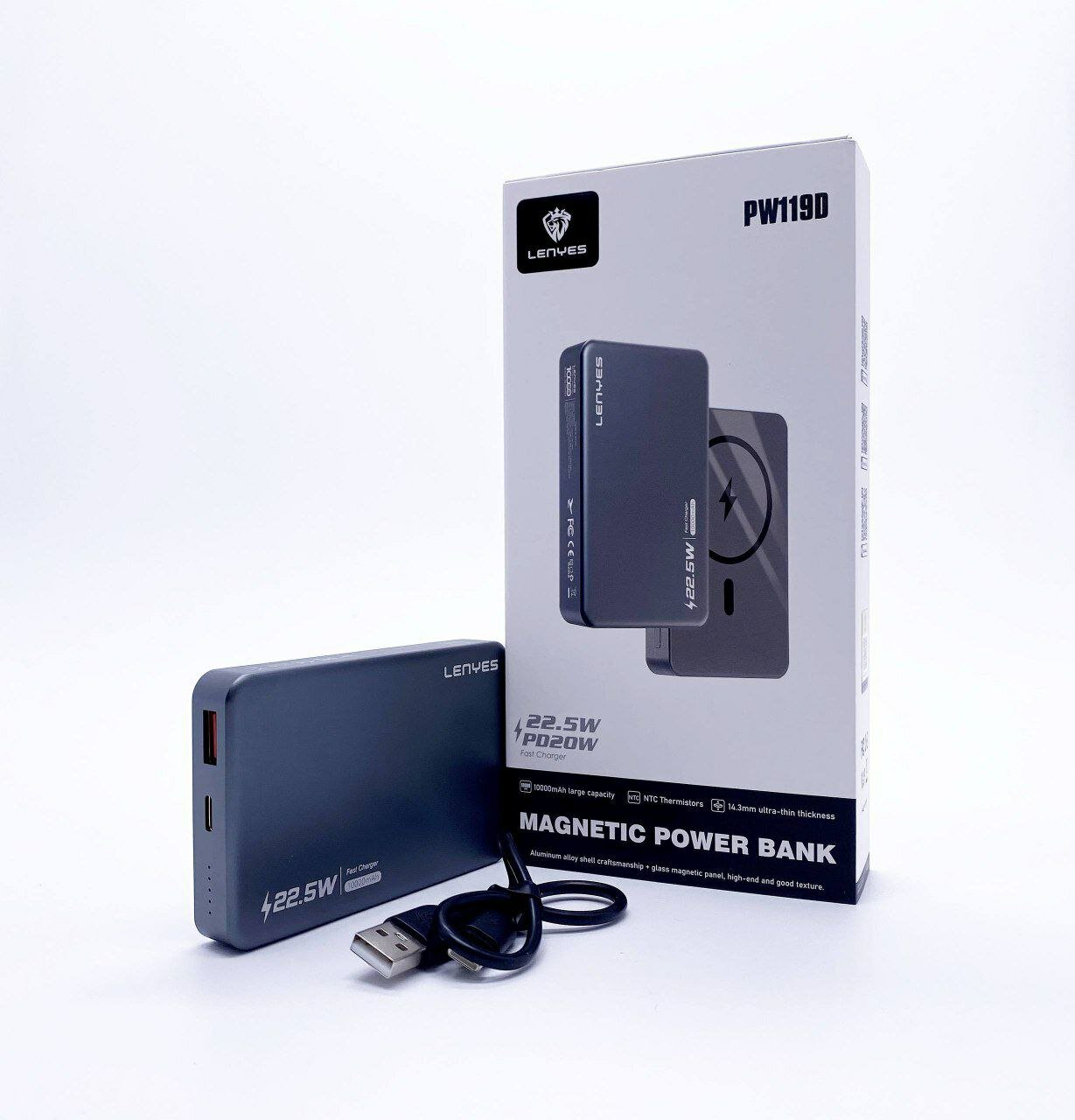 Портативный Power Bank LENYES PW119D MagSafe 10000mAh беспроводной зарядки