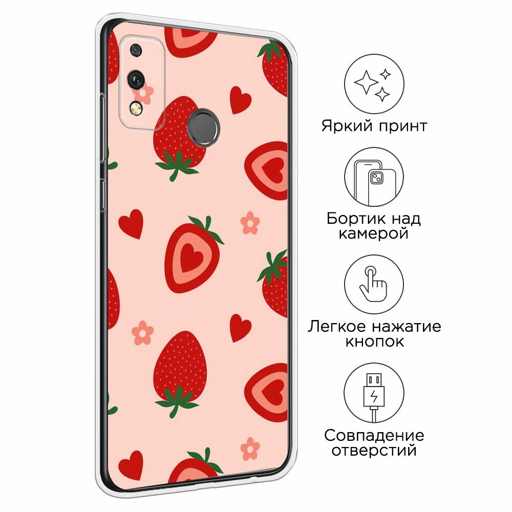 Чехол на Honor 9X Lite / Хонор 9X Лайт с принтом Heart strawberries 1 — фото 1