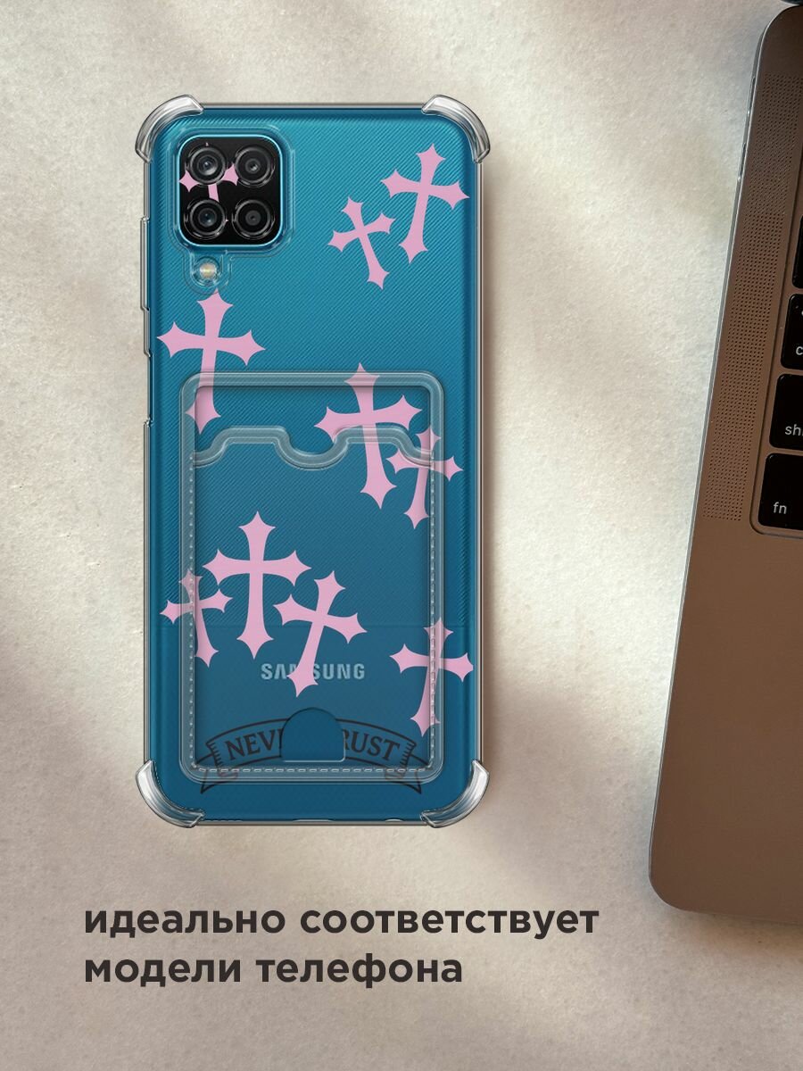 Чехол на Samsung Galaxy A12/M12 (Самсунг Галакси А12/М12) с картой и принтом "Розовые кресты" — фото 1