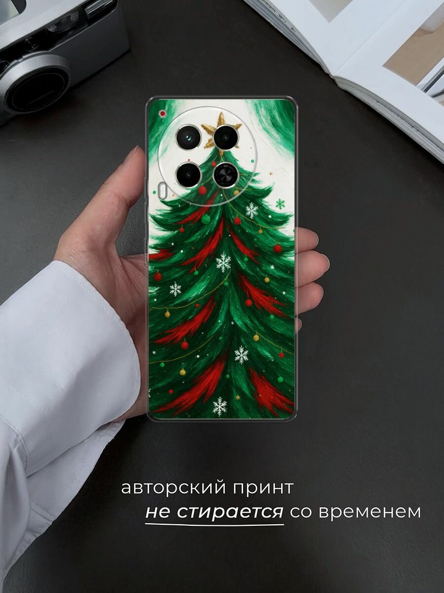 Чехол на Tecno Camon 30 5G / Текно Камон 30 5G с принтом "Живописная елка" — фото 1