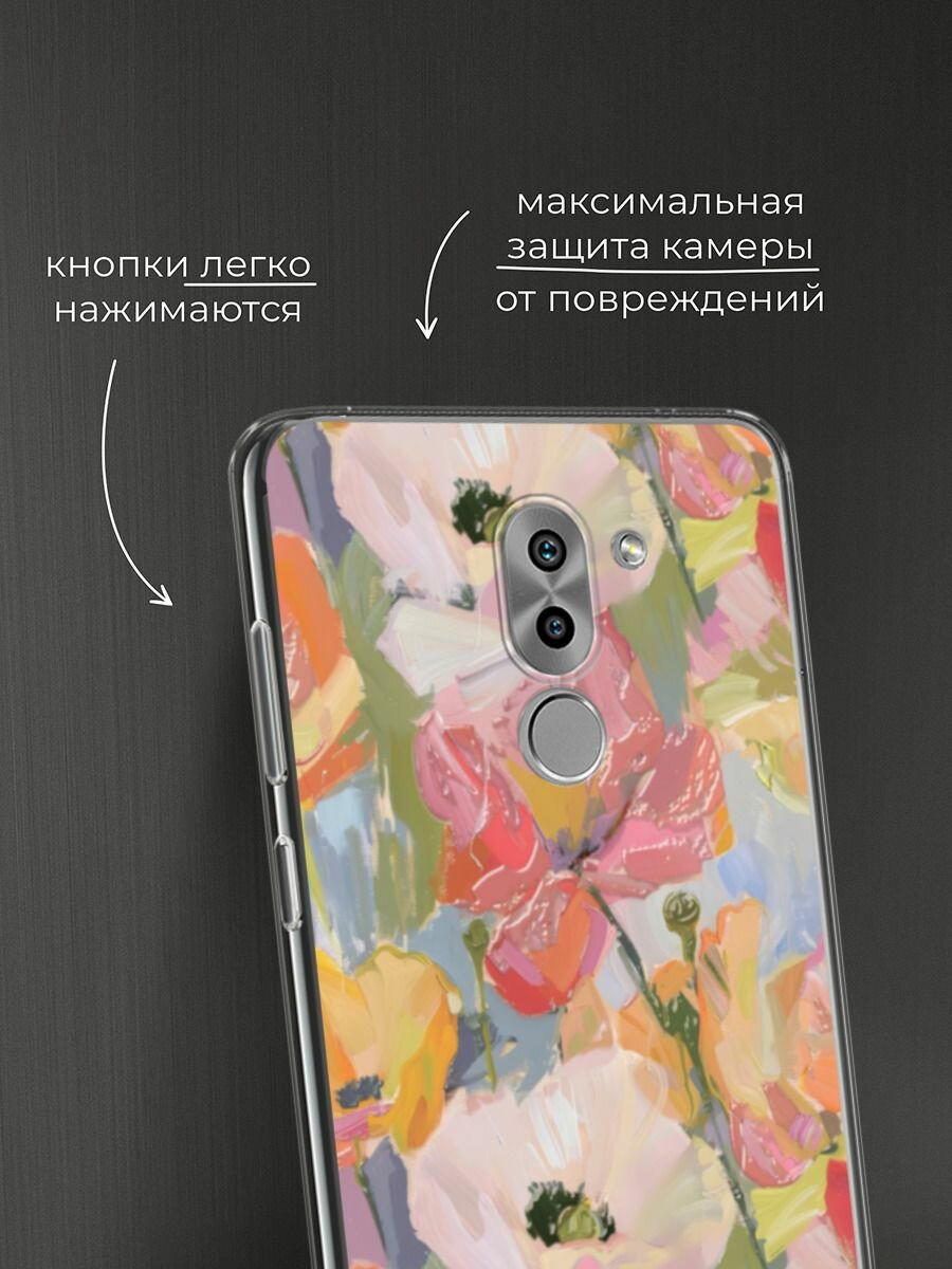 Чехол на Honor 6X / Хонор 6Х с принтом "Акварельные анемоны" — фото 1