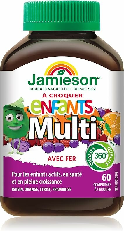 Multivitaminlar Jamieson "KANADA", bolalar uchun, temir bilan, chaynalgan, 60 tabletka.